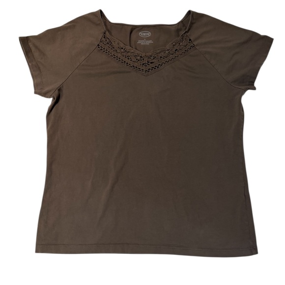 Talbots Tops - Talbots Womens Brown Short Sleeve Lace Detail Top Size Large